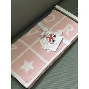 Silvercloud Cotton Knit Baby Girl Blanket Pink Stroller Alphabet Letters New